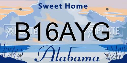 B16AYG Alabama License Plate