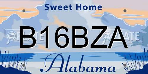 B16BZA Alabama License Plate