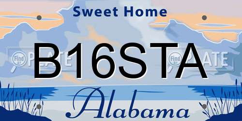 B16STA Alabama License Plate
