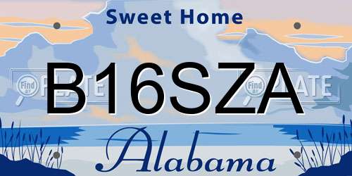 B16SZA Alabama License Plate