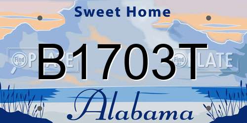 B1703T Alabama License Plate