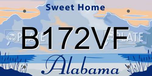 B172VF Alabama License Plate