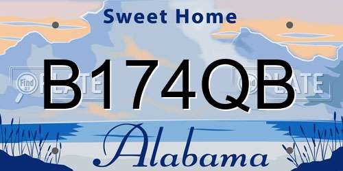 B174QB Alabama License Plate