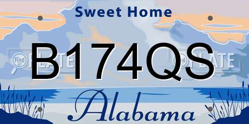 B174QS Alabama License Plate