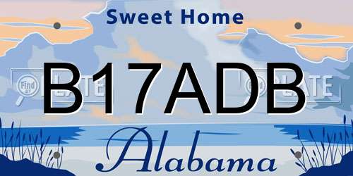 B17ADB Alabama License Plate