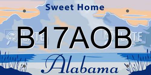B17AOB Alabama License Plate