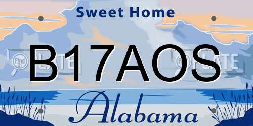 B17AOS Alabama License Plate