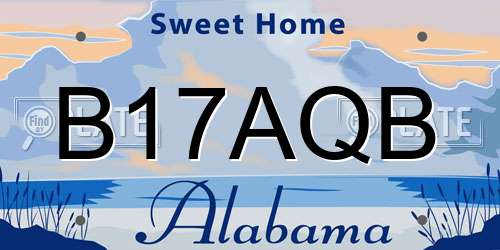 B17AQB Alabama License Plate
