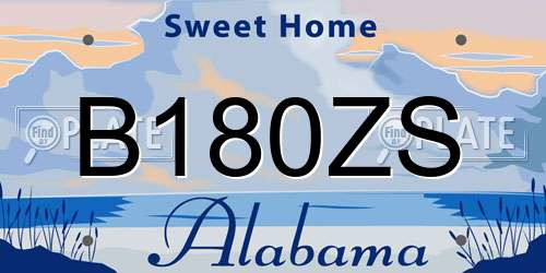 B180ZS Alabama License Plate