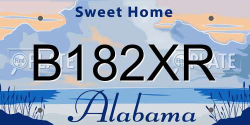 B182XR Alabama License Plate