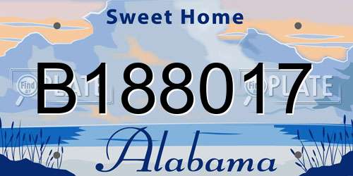 B188017 Alabama License Plate