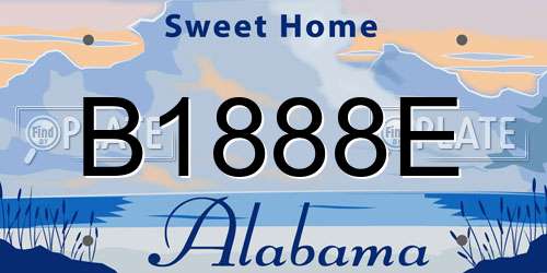 B1888E Alabama License Plate