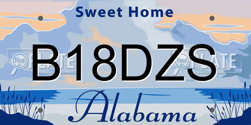 B18DZS Alabama License Plate