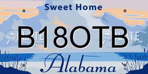 B18OTB Alabama License Plate
