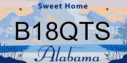 B18QTS Alabama License Plate