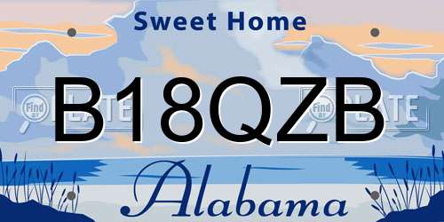 B18QZB Alabama License Plate