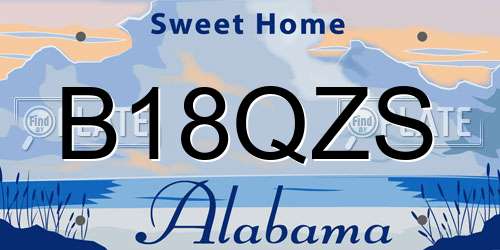 B18QZS Alabama License Plate