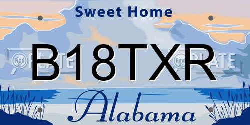 B18TXR Alabama License Plate