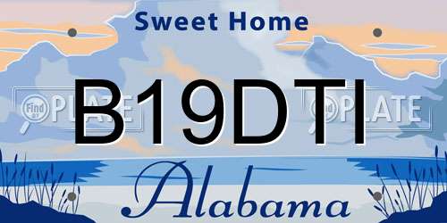 B19DTI Alabama License Plate