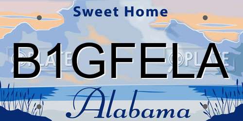 B1GFELA Alabama License Plate