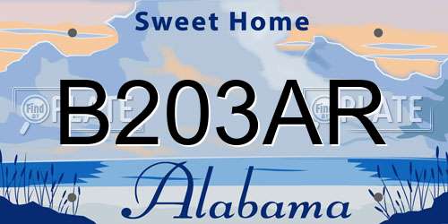 B203AR Alabama License Plate