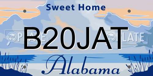 B20JAT Alabama License Plate