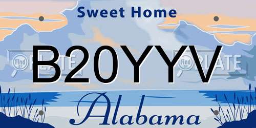 B20YYV Alabama License Plate