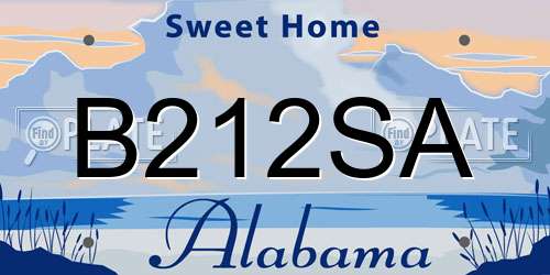 B212SA Alabama License Plate