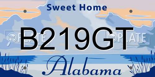 B219GT Alabama License Plate