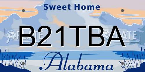 B21TBA Alabama License Plate