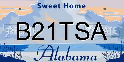B21TSA Alabama License Plate