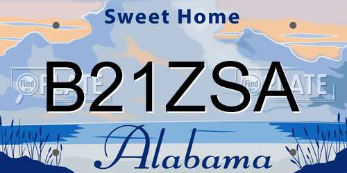 B21ZSA Alabama License Plate