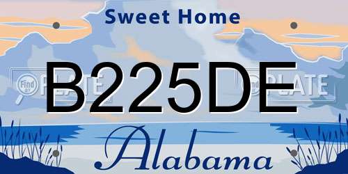 B225DE Alabama License Plate