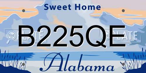 B225QE Alabama License Plate