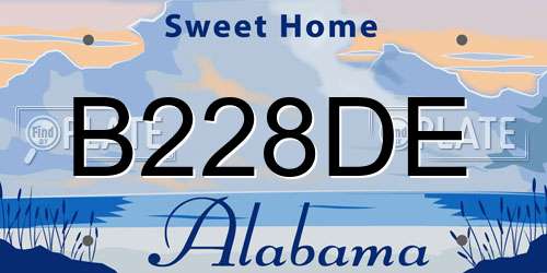 B228DE Alabama License Plate