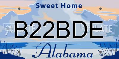 B22BDE Alabama License Plate
