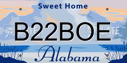 B22BOE Alabama License Plate