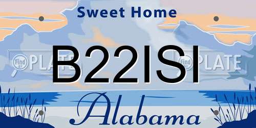 B22ISI Alabama License Plate