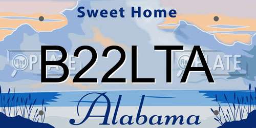 B22LTA Alabama License Plate