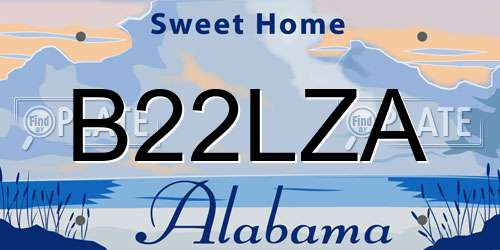 B22LZA Alabama License Plate
