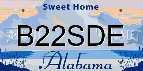 B22SDE Alabama License Plate