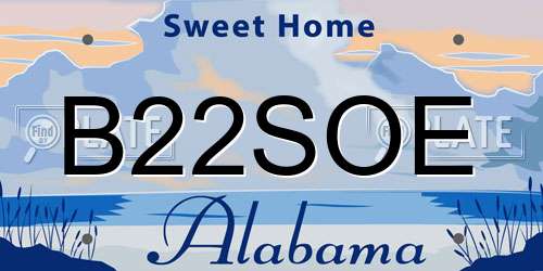 B22SOE Alabama License Plate