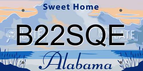 B22SQE Alabama License Plate
