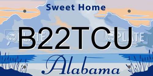 B22TCU Alabama License Plate