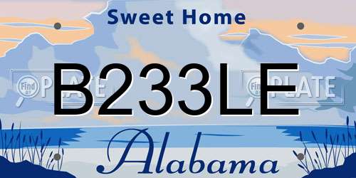 B233LE Alabama License Plate