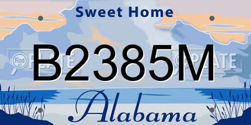 B2385M Alabama License Plate
