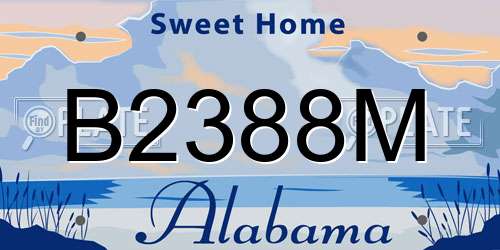 B2388M Alabama License Plate