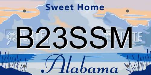 B23SSM Alabama License Plate