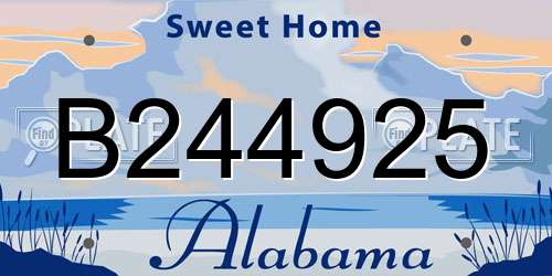 B244925 Alabama License Plate