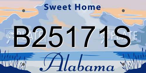 B25171S Alabama License Plate